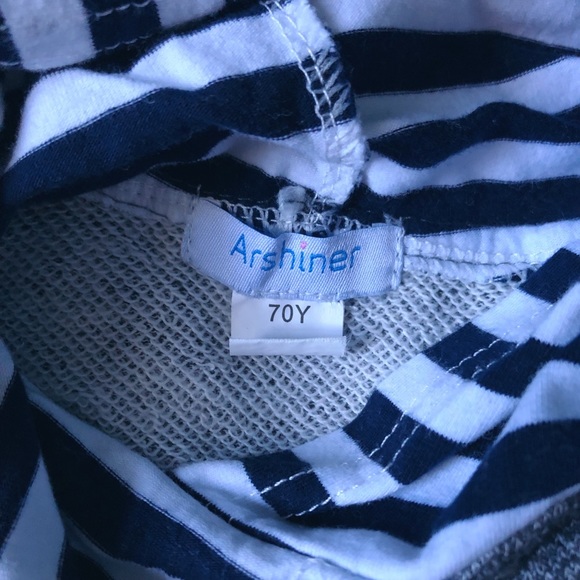 Grey Sweatshirt with Striped Hood - Picture 4 of 5